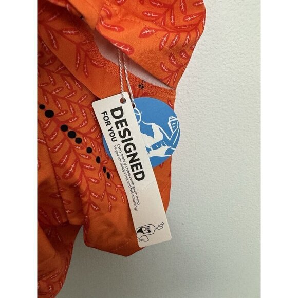 Cupshe Woman’s Orange Floral Romper Short Swim Suit Coverup Size Medium - Picture 3 of 6